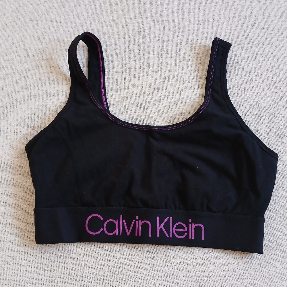 calvin klein ♡ cotton stretch sports bra gym lounge black purple